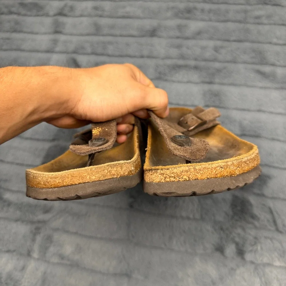 Papillio Birkenstock Gizeh Sandals Metallic Gold Snake Brown 38 L7 M5 13586